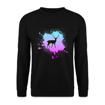 Deer - Unisex Sweatshirt - black - Front - Alina (178cm) & Michal (187cm)