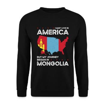 Né en Mongolie Mongolie Américains USA - Sweat-shirt Unisexe - noir - Devant - Alina (178cm) & Michal (187cm)