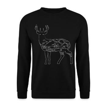 Deer Mountain Bike Hiking Camping - Unisex Sweatshirt - black - Front - Alina (178cm) & Michal (187cm)