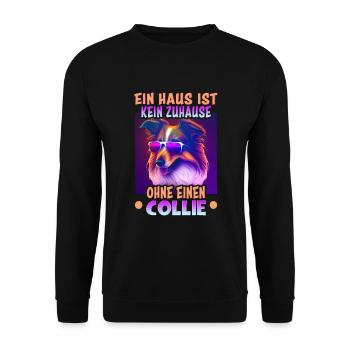 Hunde Spruch Collie Design - Unisex Pullover - Schwarz - Vorne - Alina (178cm) & Michal (187cm)