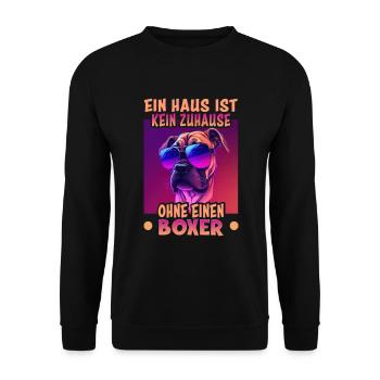 Hunde Spruch Boxer Design für Hundeliebhaber - Unisex Pullover - Schwarz - Vorne - Alina (178cm) & Michal (187cm)