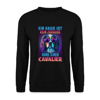 Hunde Spruch Cavalier Spaniel für Hundeliebhaber - Unisex Pullover - Schwarz - Vorne - Alina (178cm) & Michal (187cm)