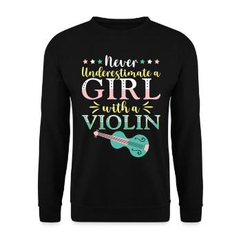 Violoniste Violoniste Fille Jamais - Sweat-shirt Unisexe - noir - Devant - Alina (178cm) & Michal (187cm)