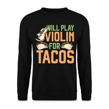 Violin Violinist Taco Will Play - Unisex Pullover - Schwarz - Vorne - Alina (178cm) & Michal (187cm)