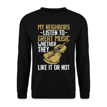 Violoniste Violoniste Mes voisins - Sweat-shirt Unisexe - noir - Devant - Alina (178cm) & Michal (187cm)
