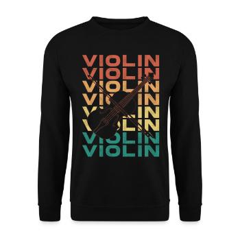 Violin Violinist Retro Vintage - Unisex Pullover - Schwarz - Vorne - Alina (178cm) & Michal (187cm)