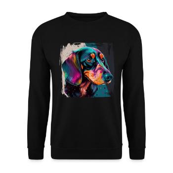 Hunde Spruch Dachshund Design für Hundeliebhaber - Unisex Pullover - Schwarz - Vorne - Alina (178cm) & Michal (187cm)