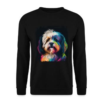 Hunde Spruch Havaneser Design für Hundeliebhaber - Unisex Pullover - Schwarz - Vorne - Alina (178cm) & Michal (187cm)