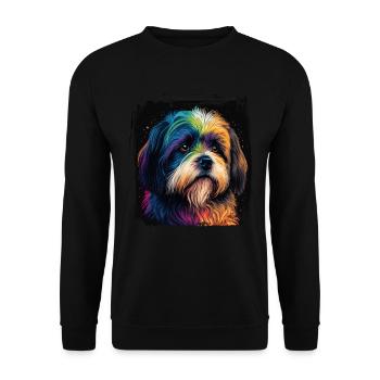 Hunde Spruch Havaneser Design für Hundeliebhaber - Unisex Pullover - Schwarz - Vorne - Alina (178cm) & Michal (187cm)