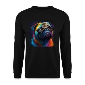 Hunde Spruch Mops Design für Hundeliebhaber - Unisex Pullover - Schwarz - Vorne - Alina (178cm) & Michal (187cm)