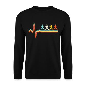 Baseball Retro Herzschlag - Unisex Pullover - Schwarz - Vorne - Alina (178cm) & Michal (187cm)