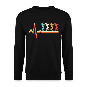 Unicycle Retro Heartbeat - Unisex Sweatshirt - black - Front - Alina (178cm) & Michal (187cm)