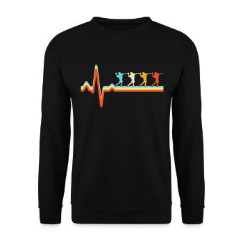 Football Heartbeat Rétro - Sweat-shirt Unisexe - noir - Devant - Alina (178cm) & Michal (187cm)