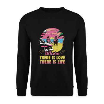 Valentinstag Geschenke Liebhaber Und Paare Designs - Unisex Pullover - Schwarz - Vorne - Alina (178cm) & Michal (187cm)