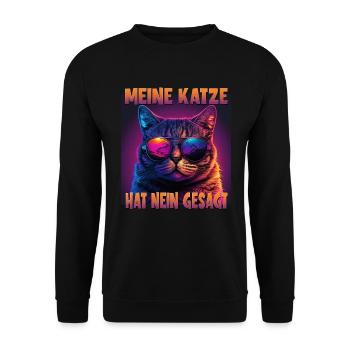 Katzenliebhaber Design Katzenmama Meine Katze hat - Unisex Pullover - Schwarz - Vorne - Alina (178cm) & Michal (187cm)