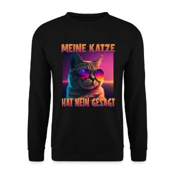 Katzenliebhaber Design Katzenmama Meine Katze hat - Unisex Pullover - Schwarz - Vorne - Alina (178cm) & Michal (187cm)