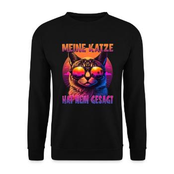 Katzenliebhaber Design Katzenmama Meine Katze hat - Unisex Pullover - Schwarz - Vorne - Alina (178cm) & Michal (187cm)