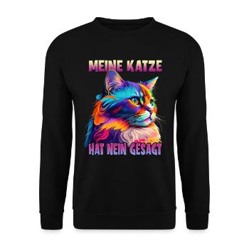 Katzenliebhaber Design Katzenmama Meine Katze hat - Unisex Pullover - Schwarz - Vorne - Alina (178cm) & Michal (187cm)