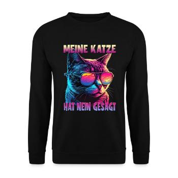 Katzenliebhaber Design Katzenmama Meine Katze hat - Unisex Pullover - Schwarz - Vorne - Alina (178cm) & Michal (187cm)