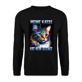 Katzenliebhaber Design Katzenmama Meine Katze hat - Unisex Pullover - Schwarz - Vorne - Alina (178cm) & Michal (187cm)