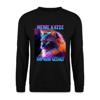 Katzenliebhaber Design Katzenmama Meine Katze hat - Unisex Pullover - Schwarz - Vorne - Alina (178cm) & Michal (187cm)