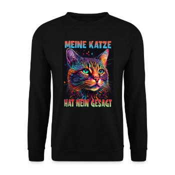 Katzenliebhaber Design Katzenmama Meine Katze hat - Unisex Pullover - Schwarz - Vorne - Alina (178cm) & Michal (187cm)