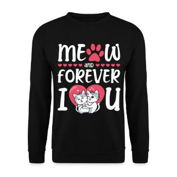 Meow And Forever I Heart You Valentine's Day - Unisex Sweatshirt - black - Front - Alina (178cm) & Michal (187cm)