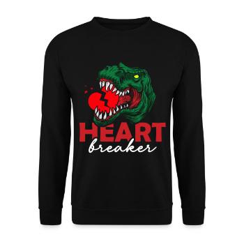 Anti-valentinstag Single Herzensbrecher T-rex - Unisex Pullover - Schwarz - Vorne - Alina (178cm) & Michal (187cm)