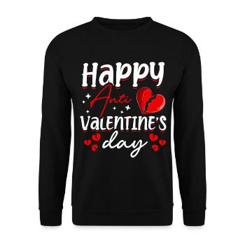 Happy Anti-valentinstag Haters Herz Gebrochen - Unisex Pullover - Schwarz - Vorne - Alina (178cm) & Michal (187cm)