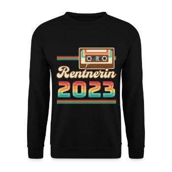 Rentnerin 2023 Geschenkidee - Unisex Pullover - Schwarz - Vorne - Alina (178cm) & Michal (187cm)