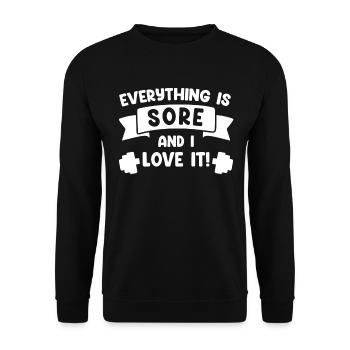 Muskelkater Bodybuilding Fitnessstudio - Unisex Pullover - Schwarz - Vorne - Alina (178cm) & Michal (187cm)