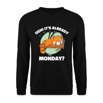 Roter Panda Schlafen Niedliches Tier Fauler Montag - Unisex Pullover - Schwarz - Vorne - Alina (178cm) & Michal (187cm)