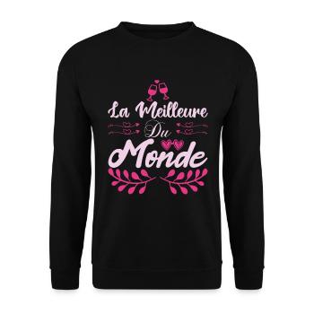 La meilleur du monde. Cadeau copine cadeau d'amour - Sweat-shirt Unisexe - noir - Devant - Alina (178cm) & Michal (187cm)
