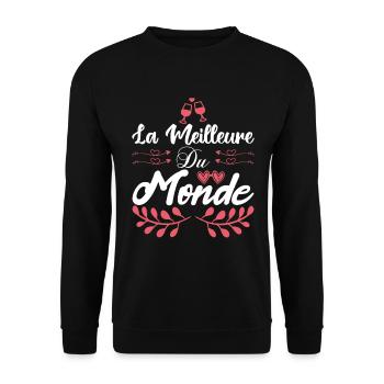 La meilleur du monde. Cadeau copine cadeau d'amour - Sweat-shirt Unisexe - noir - Devant - Alina (178cm) & Michal (187cm)