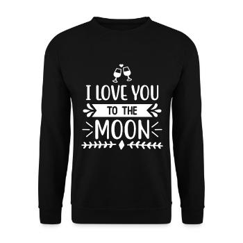 i love you to the moon. cadeau Saint Valentin. - Sweat-shirt Unisexe - noir - Devant - Alina (178cm) & Michal (187cm)