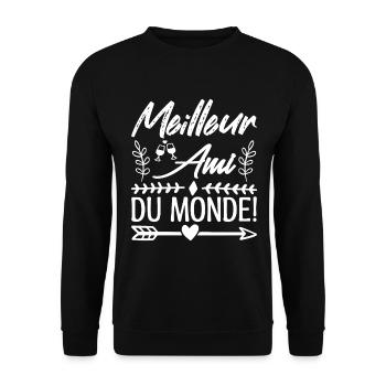Meilleur Ami Du Monde Cadeau Copain cadeau d'amour - Sweat-shirt Unisexe - noir - Devant - Alina (178cm) & Michal (187cm)