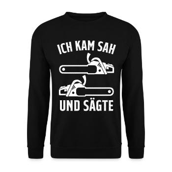 Kettensäge Holzfäller Förster - Unisex Pullover - Schwarz - Vorne - Alina (178cm) & Michal (187cm)
