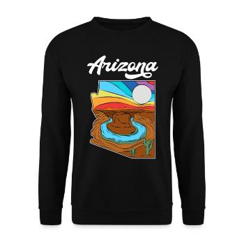 Arizona Vintage Retro USA Road Trip - Unisex Sweatshirt - black - Front - Alina (178cm) & Michal (187cm)