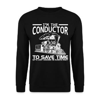 Locomotive Driver Costume Locomotive - Sweat-shirt Unisexe - noir - Devant - Alina (178cm) & Michal (187cm)