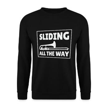 Posaunenlehrer Posaunist Spieler Lustiger - Unisex Pullover - Schwarz - Vorne - Alina (178cm) & Michal (187cm)