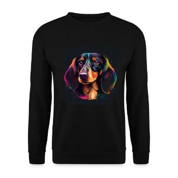 Hunde Spruch Dachshund Design für Hundeliebhaber - Unisex Pullover - Schwarz - Vorne - Alina (178cm) & Michal (187cm)