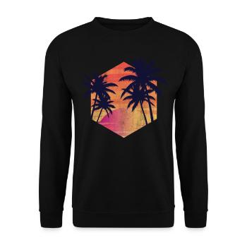 Palmen Retro - Unisex Pullover - Schwarz - Vorne - Alina (178cm) & Michal (187cm)