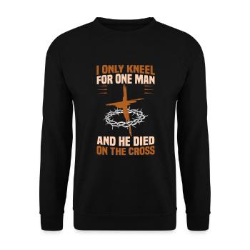 Christliche Zitate Designs für gläubige Christen - Unisex Pullover - Schwarz - Vorne - Alina (178cm) & Michal (187cm)