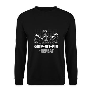 Arm Wrestler Design Armdrücken Arm Wrestling - Unisex Sweatshirt - black - Front - Alina (178cm) & Michal (187cm)