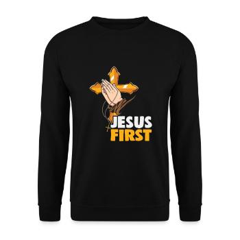 Christian Quotes Designs Jesus First Christians - Unisex Sweatshirt - black - Front - Alina (178cm) & Michal (187cm)