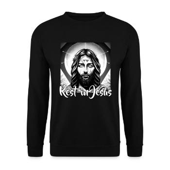Christian Quotes Designs Rest in Jesus Christians - Unisex Sweatshirt - black - Front - Alina (178cm) & Michal (187cm)