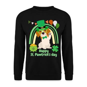 Fun Beagle Hund St. Patrick's Day Irish Green Paddy - Unisex Pullover - Schwarz - Vorne - Alina (178cm) & Michal (187cm)
