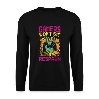 Gamer Sie Respawnen Gaming Videospieler Halloween - Unisex Pullover - Schwarz - Vorne - Alina (178cm) & Michal (187cm)