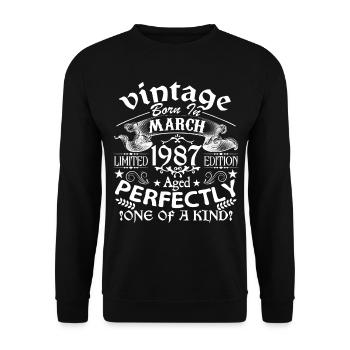 March 1987| birthday 1987 Vintage Mars - Unisex Sweatshirt - black - Front - Alina (178cm) & Michal (187cm)