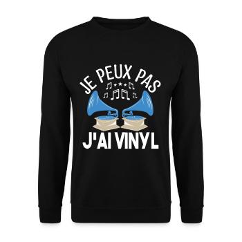 Je peux pas j'ai vinyle Cadeau amoureux de musique - Sweat-shirt Unisexe - noir - Devant - Alina (178cm) & Michal (187cm)